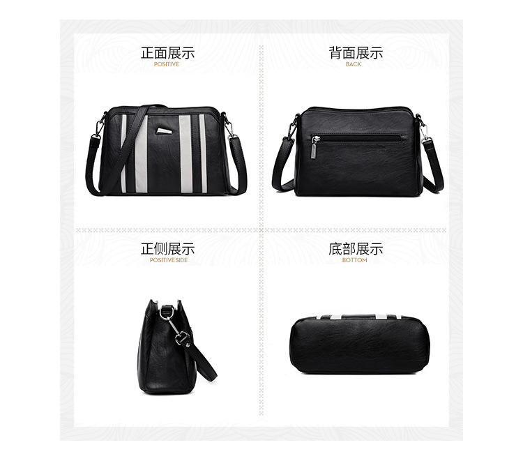 2021 New Single Shoulder Messenger Bag Fashion Stitching Three-Layer Large-Capacity Female Bag Lady Handbag