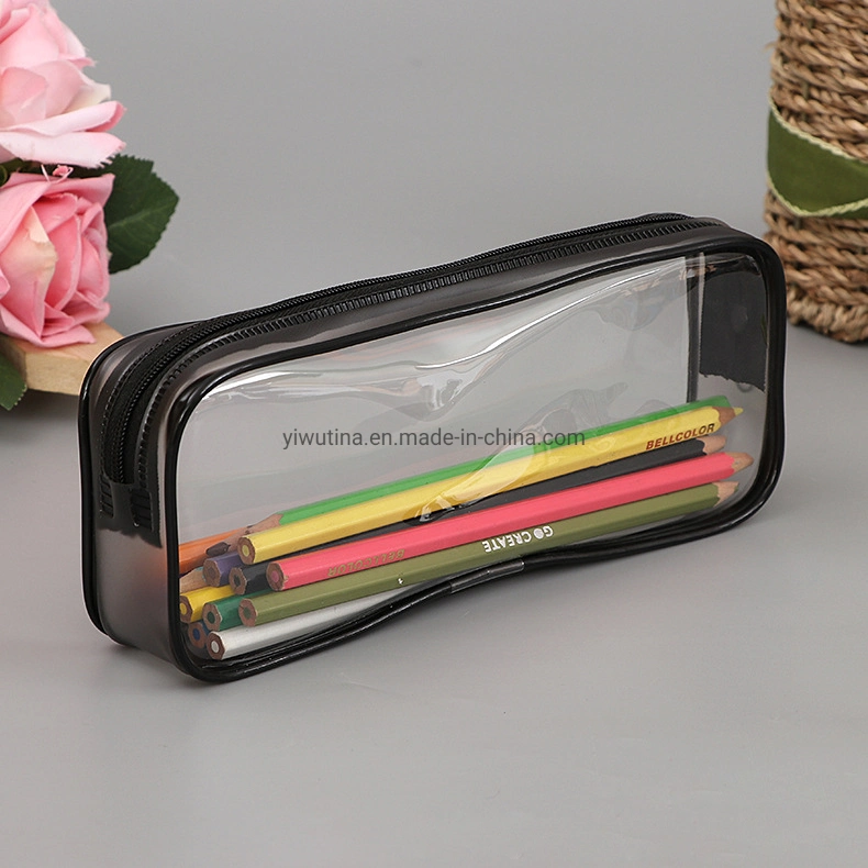 Transparent Clear PVC Waterproof Makeup Travel Toiletry Case Cosmetic Bag Set Bag with Button Handle