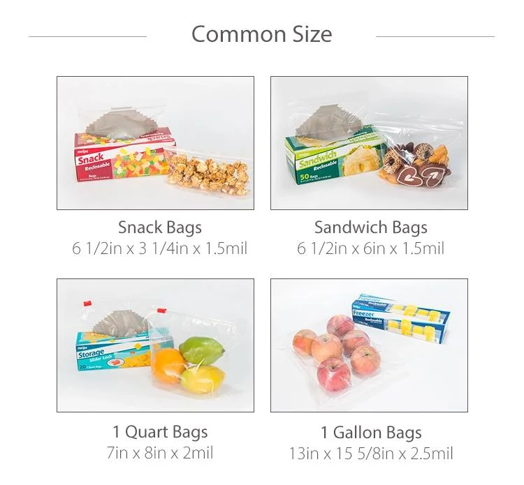 Food Grade Double Ziplock Bag Reclosable LDPE Zipper Bag for Food Storage