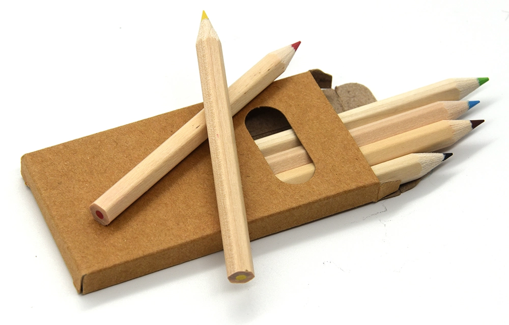 Hot Selling Cheap Short 3.5 Inch 6PCS Natural Wood Color Pencil in Box for Gifts&Promotions