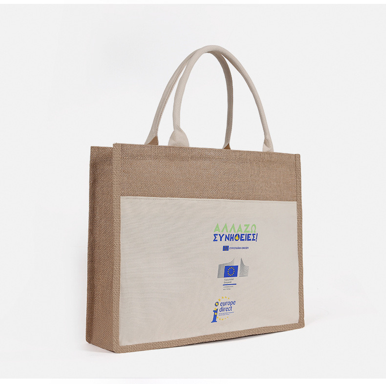 Customized Practical Simple Yellow Linen Shopping Tote Bag