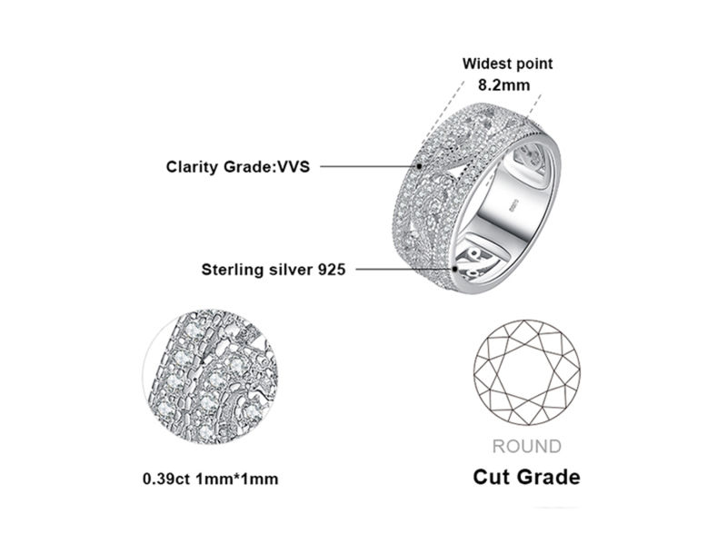 925 Sterling Silver Rings CZ Rings Eternity Band Rings Wedding Jewellery