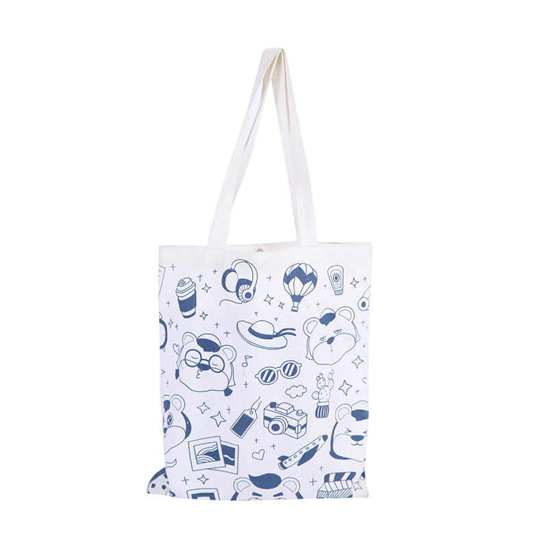 Custom OEM Cotton Canvas Cloth Shopping Tote Women Bag with Pocket and Metal Button