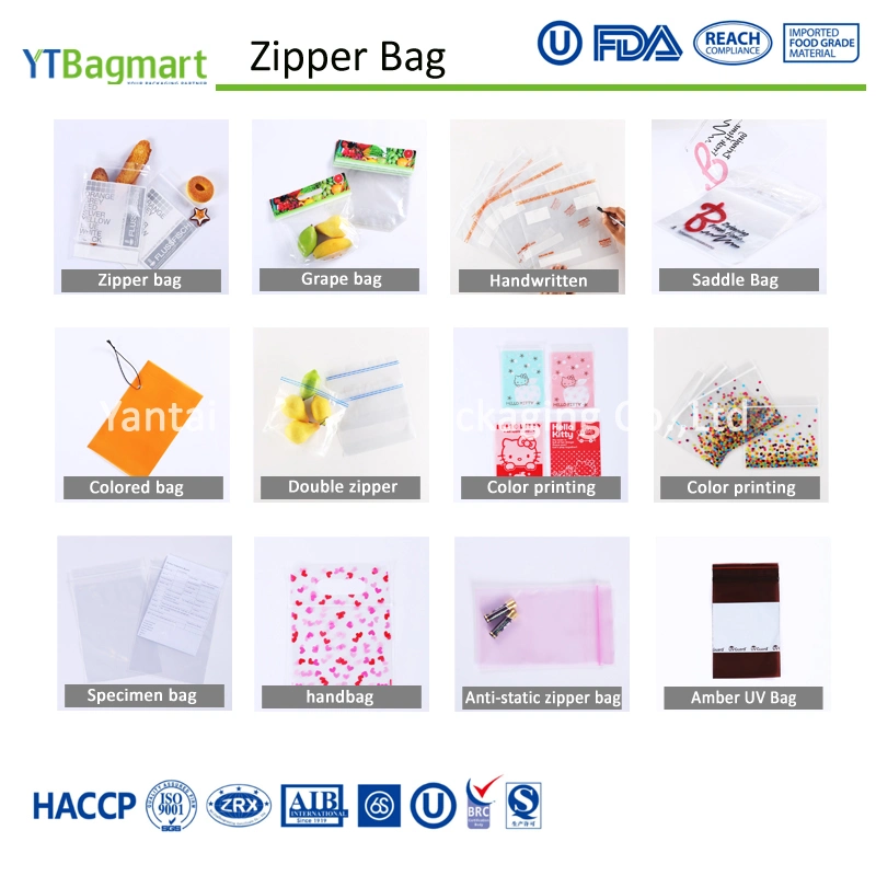 Food Grade, Retail Boxes Packaging, Single/Double Zipper Food Bag, Reclosable Bag, Plastic Bag, Veggies/Nut/Rice/Frozen/Tea/Pharma/Cosmetic Zipper Bag