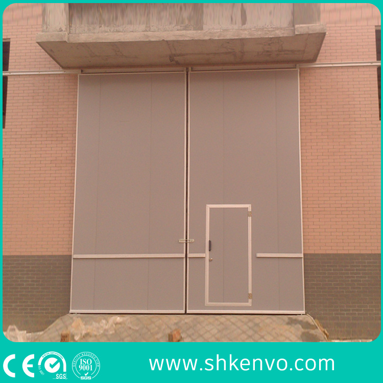 Industrial Manual or Electric Automatic Thermal Insulated Sliding Door with Small Wicket Door
