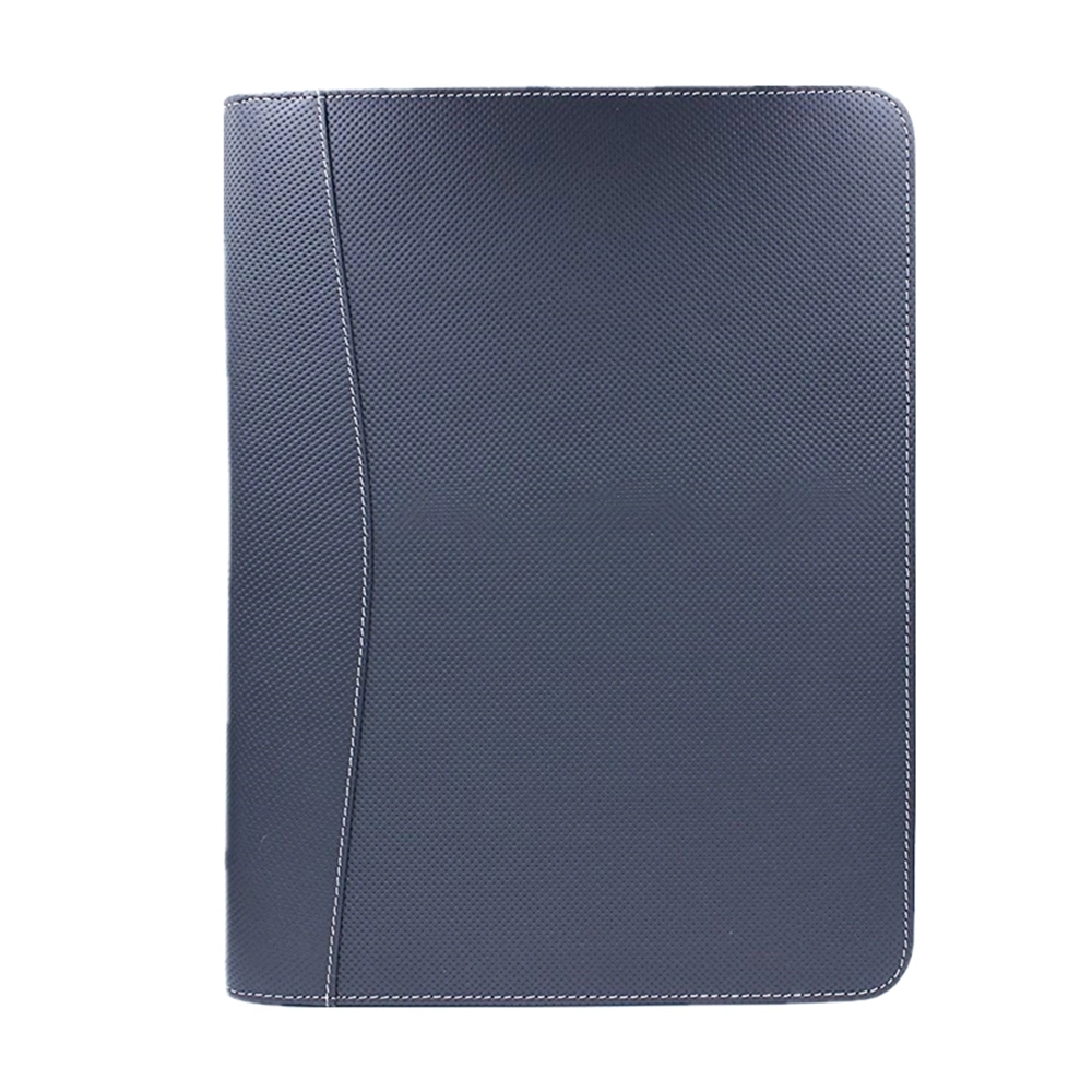 Blue A4 Zipper Closure Portfolio Custom PU Leather File Folders