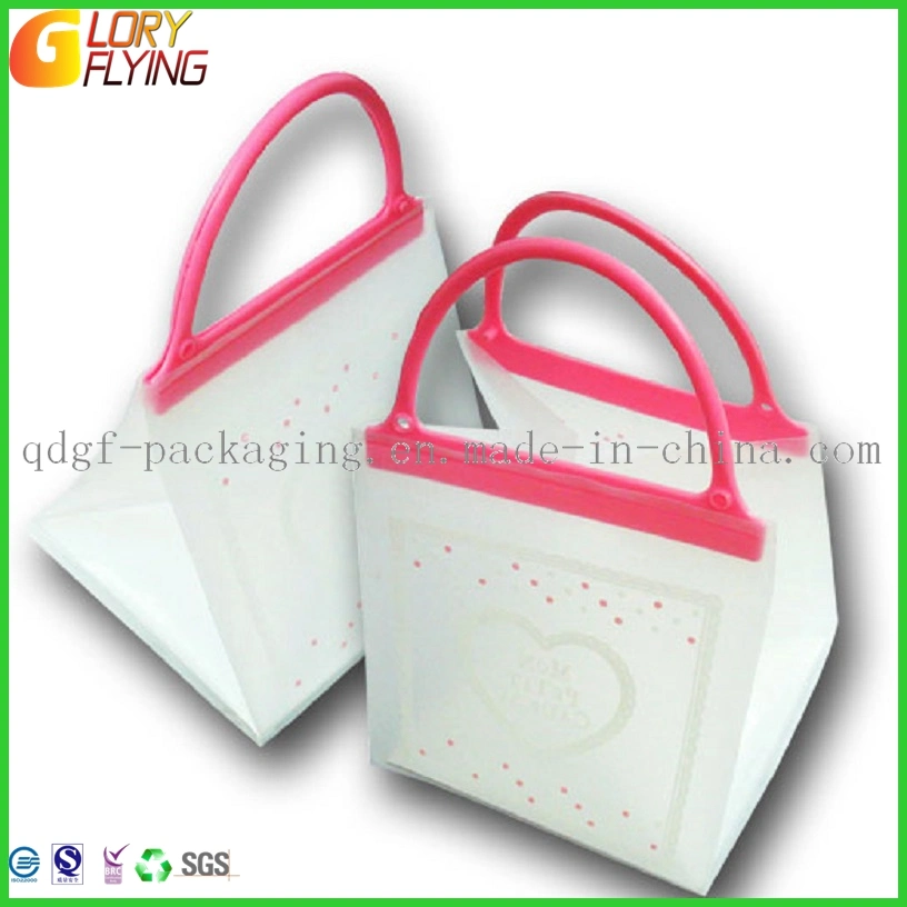 Plastic Carrier Bag with Soft Handle/ Shopping Bag with Reinforced Cardboards on The Bottom