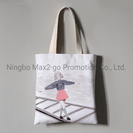 Customized Fashion School Canvas Cotton Tote Shopping Bag