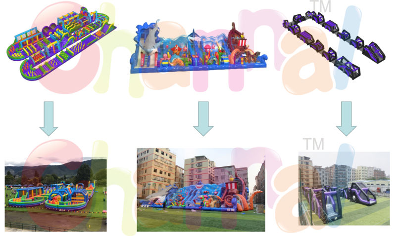 School Theme Inflatable Obstacle Course for Kids