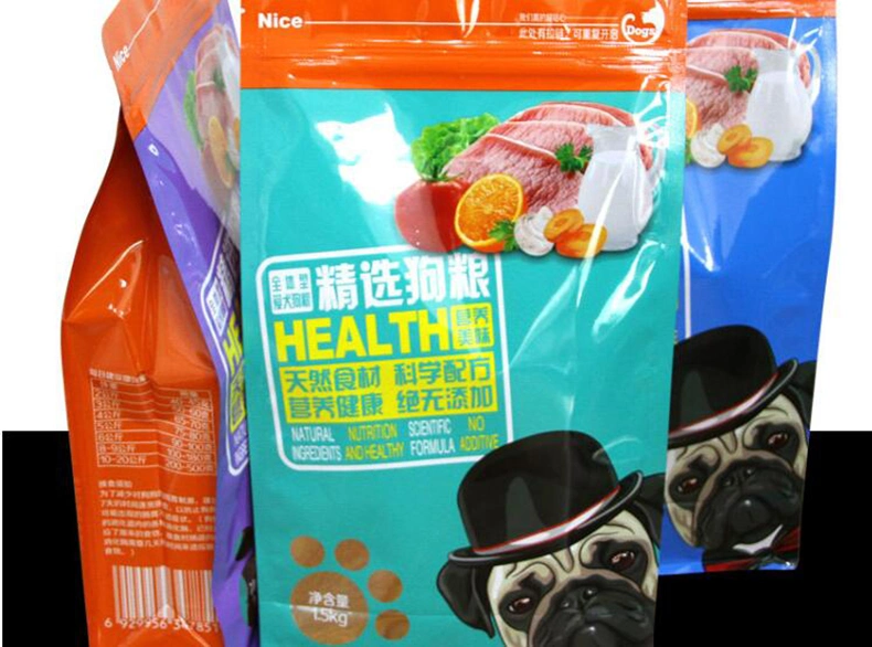 Customized Printed Pet Food Packing Standup Pouch Laminated Ziplock Bag with Clear Window Resealable