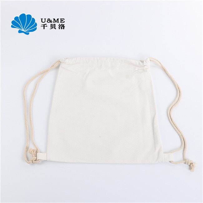 Customized Logo Print Korean Canvas Cotton Drawstring Bag