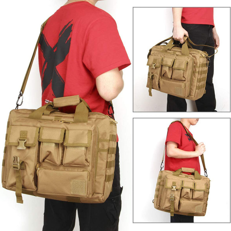 Multifunction Outdoor Military Khaki Tatical Briefcase Messenger Briefcase Computer Laptop Shoulder Handbags Bag Suit 15.6 Inch Men