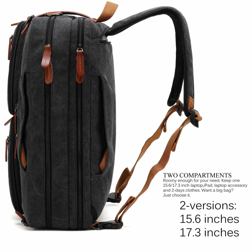 Functional High Quality Durable Canvas Hybrid Backpack Briefcase Business Laptop Notebook Case