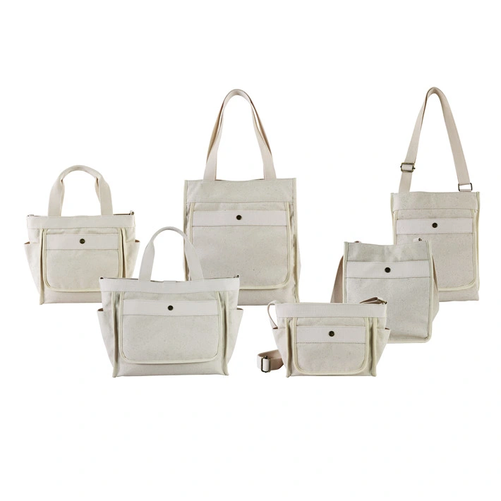 High Capacity New Simple PU Stitching Canvas Tote Bag Ladies Shoulder Bag