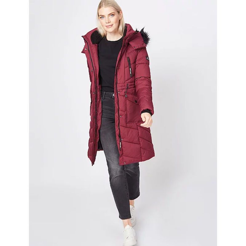 Women's Winter Long Line Down Jacket with Fur Hoode on Stock