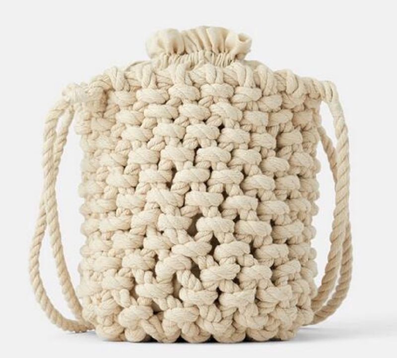 2019 Fashion Popular Mesh Tote Bag Hollow out Crochet Cotton Rope Straw Beach Bag Net Shoulder Bag
