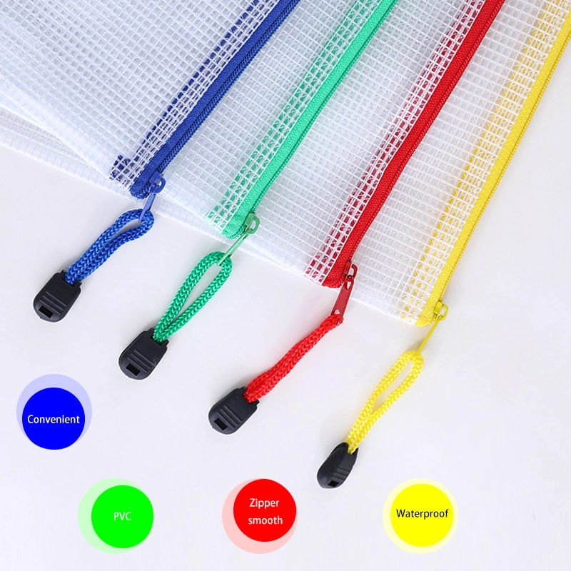 A4 Waterproof Tear-Resistant PVC Zipper Pen File Document Folders Pockets Wholesale Travel Bag