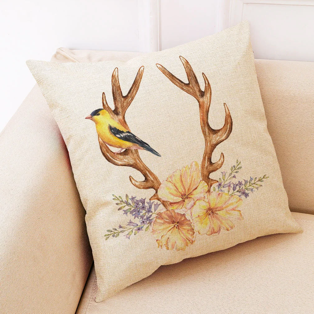 Buckhorn/Antlers/Abatis Printed Throw Pillow Case Linen and Cotton Cushion Cover