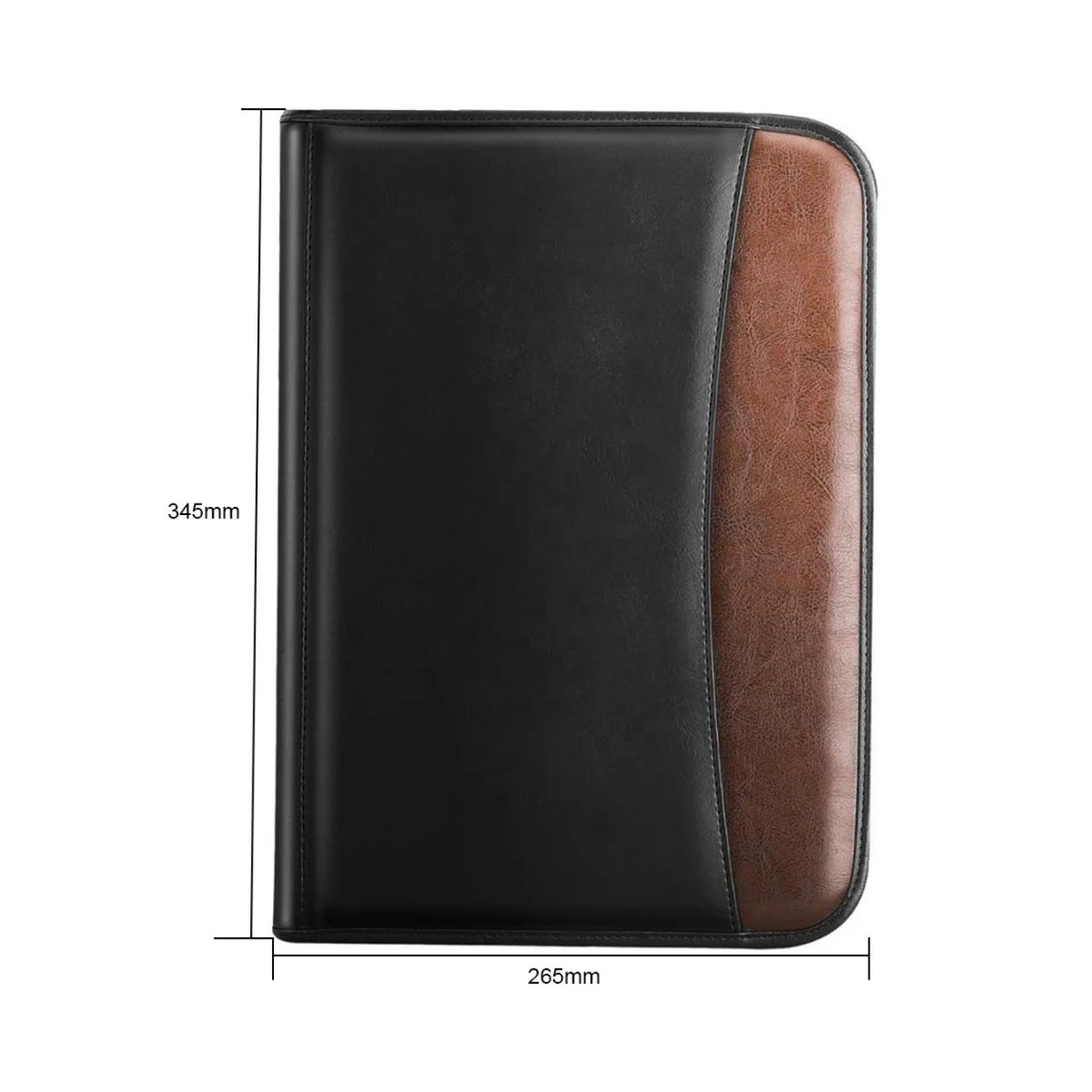 Customized Logo Business Leather Cover Notebook Diary with Loose-Leaf File Folder
