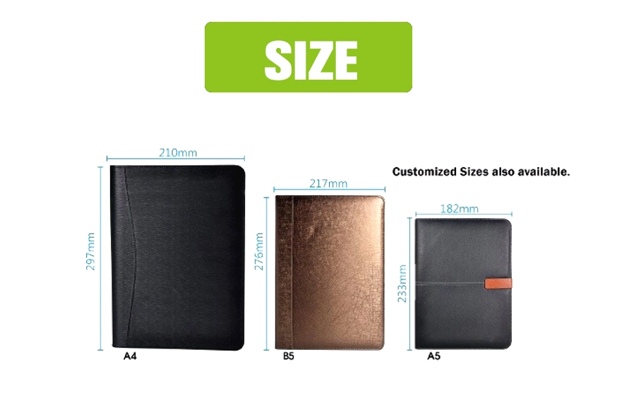 PU Leather Business Briefcase Wallet Document Holder File Organizer Portfolio Leather Folder for Contract