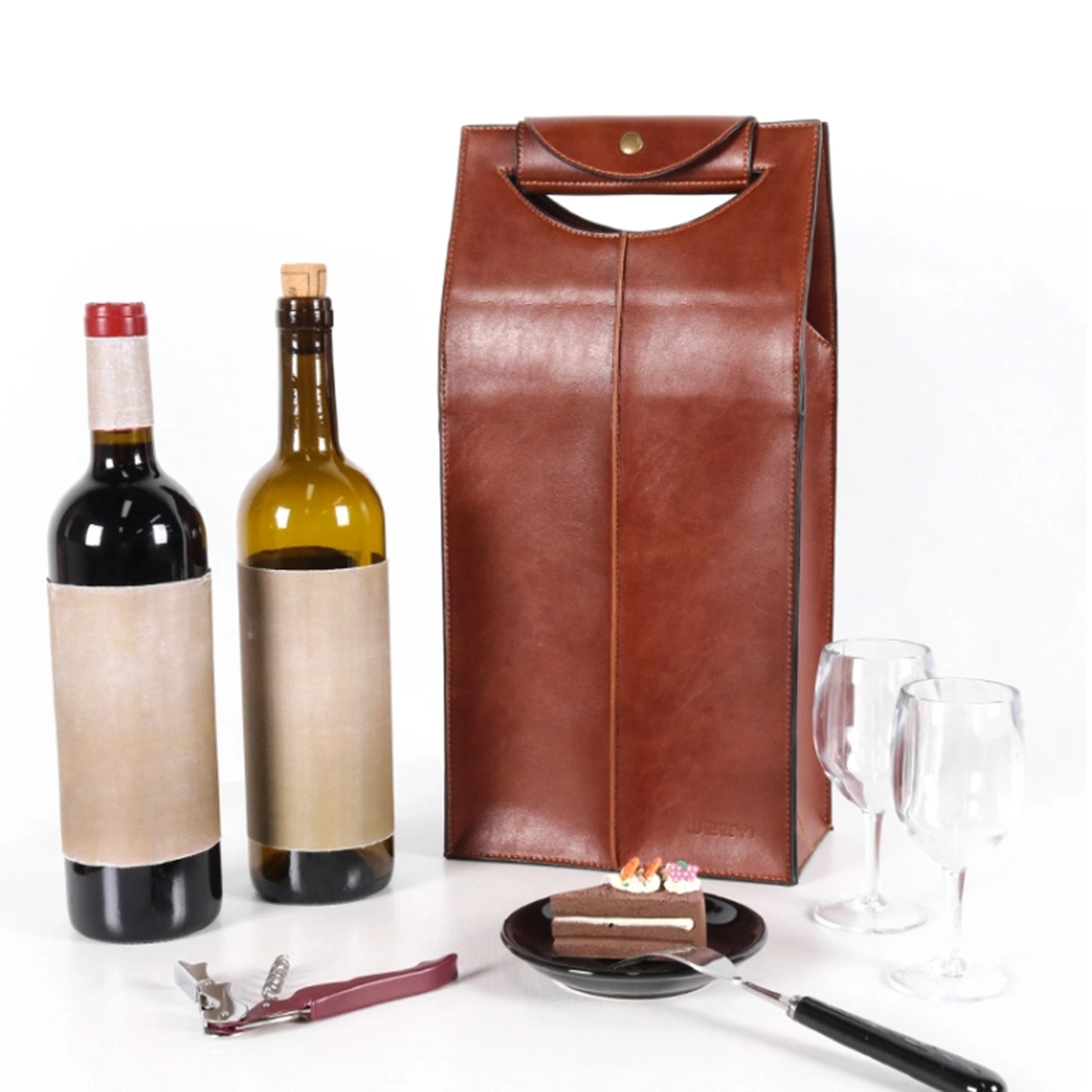 Packing Case Reusable PU Leather Gift Bags Carrier Wine Accessories Bottle Bag