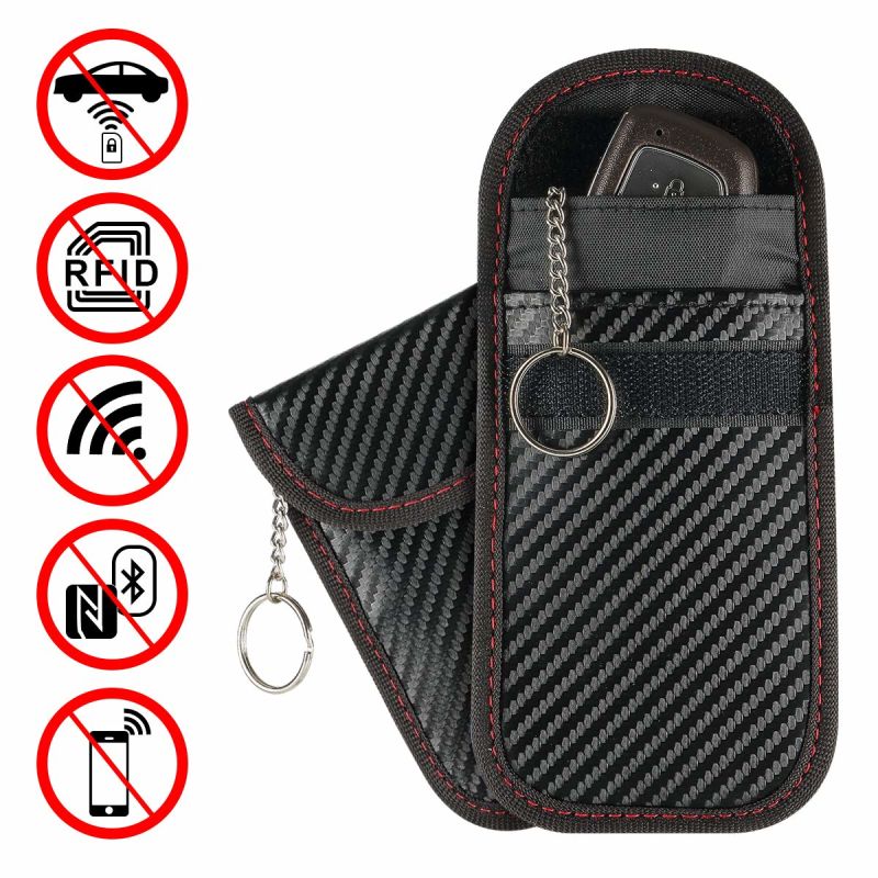 Anti Theft Keyless Entry Car Key Pouch Wallet Leather Fob RFID Signal Blocking Faraday Cases