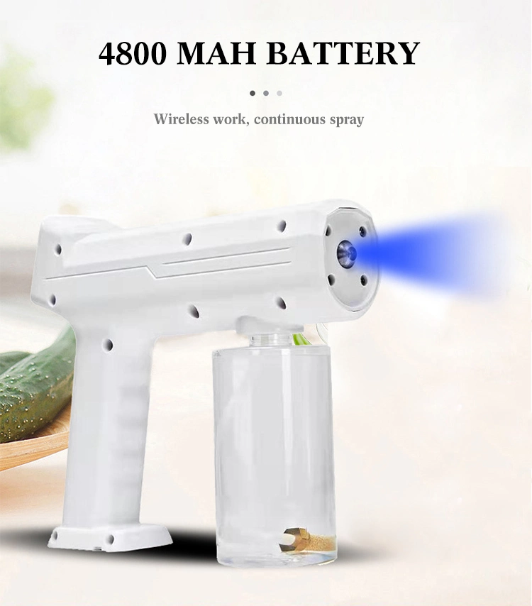 Handheld Fogger Machine Touch Screen Rechargeable Atomizing Sprayer Blue Light Steam Nano Spray Gun for Disinfection