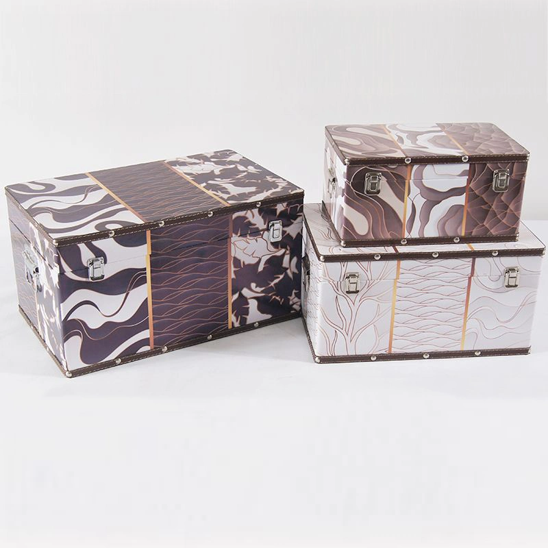 Home Decor Goods Storage Reproduction Antique Vintage Travel Steamer Wooden Chest Leather Luggage Trunk