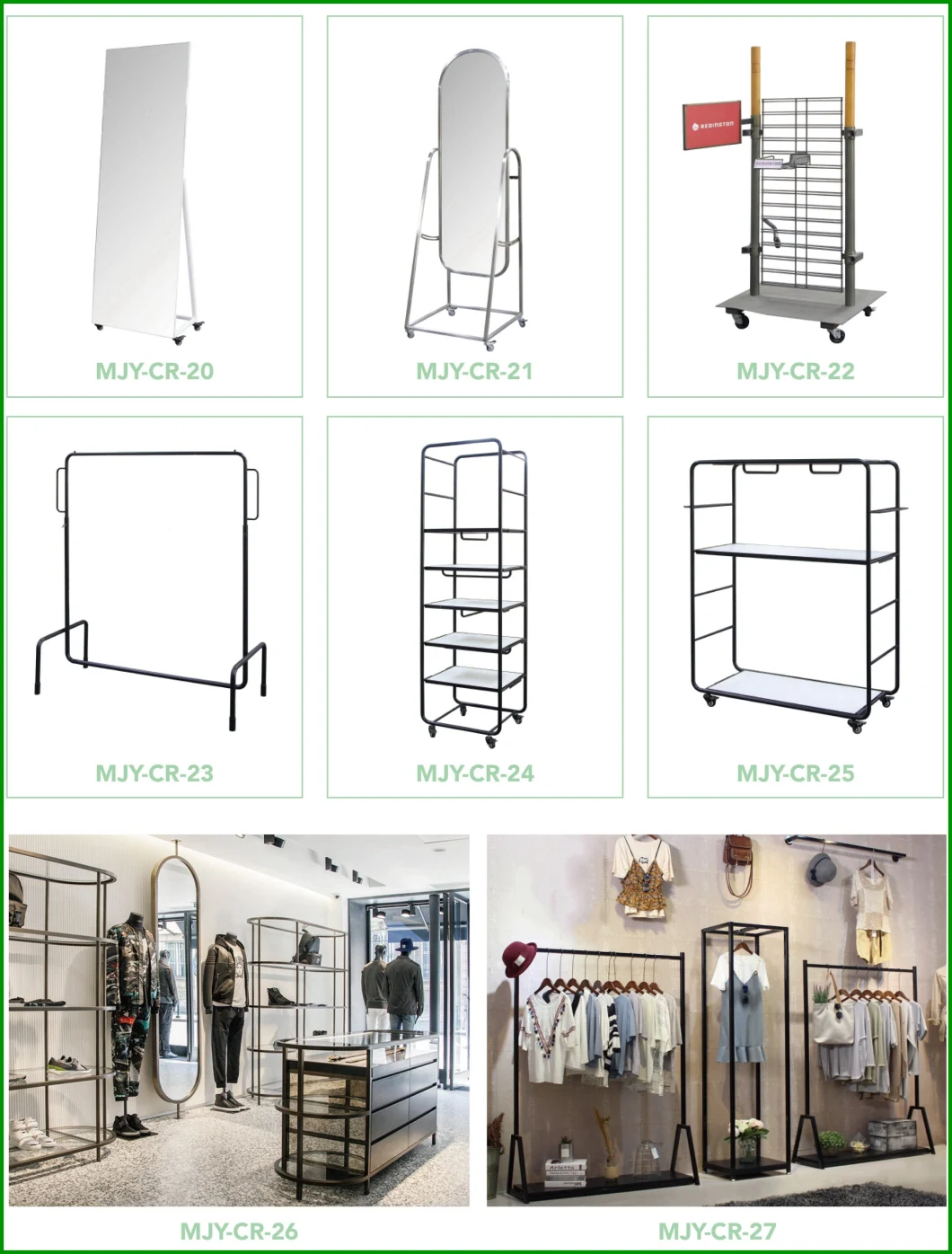 Clothes Store White Coating Wood Metal Hanging Clothes Display Racks