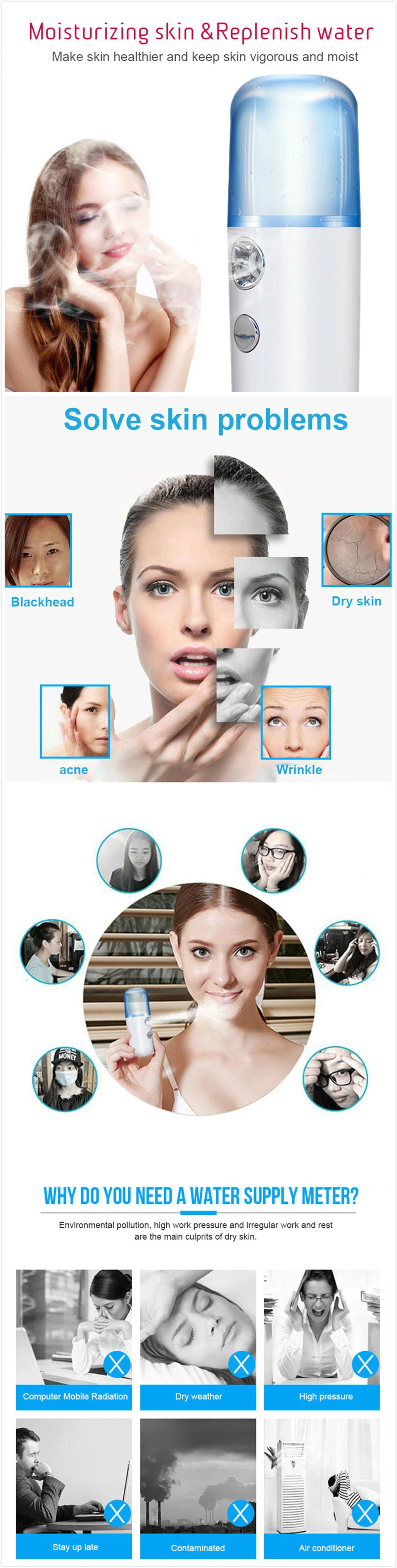 Facial Steamer Nano Ionic Hot Steam for Face Personal Sauna Moisturizing Face Sprayer Facial Steamer