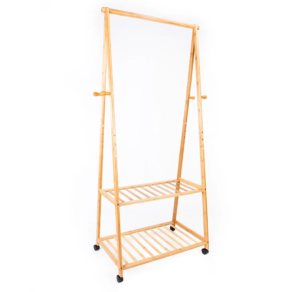 New Design Free Standing Metal Wood Heavy Duty Clothes Rail Garment Display Stand Clothes Rack