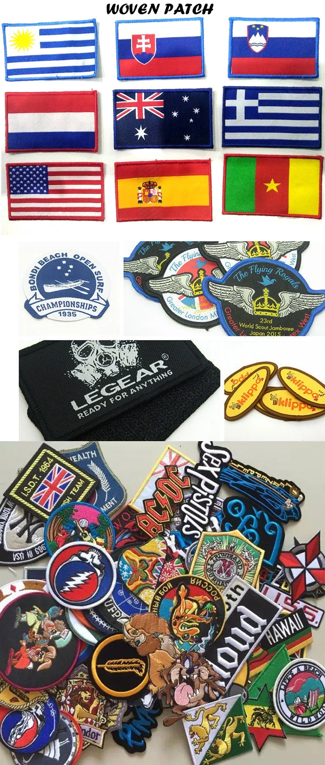 Custom Garment Flag Logo Garment Polyester Woven Badge in Guangzhou