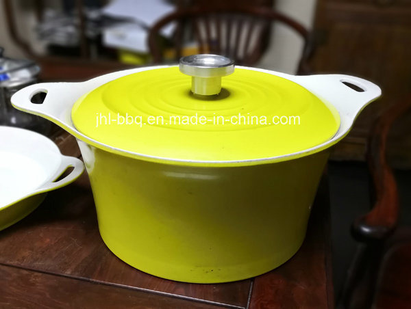 Iron Casting Color Enamel Steamer and Barbecue Pan with Side Handles