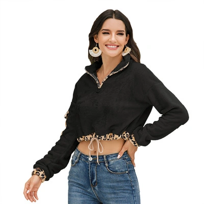 Women Hot Selling Autumn Long Sleeve Zipper Crop- Top Clothes Ladies Casual Winter Top Clothing Hoodie