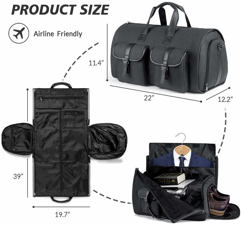 Travel Weekend Bag Overnight Bag Carry on Garment Bag with Shoes Compartment