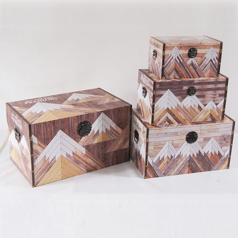 Home Decor Goods Storage Reproduction Antique Vintage Travel Steamer Wooden Chest Leather Luggage Trunk