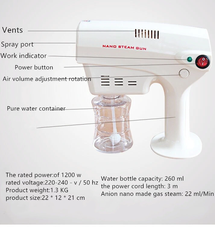 Low Price Cordless Portable Sprayer Fog Machine Disinfection Nano Steam Spray Gun for Household