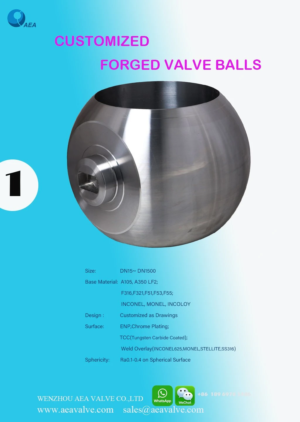 Customized Forged Stainless Steel A182 F304 F316 F51 Enp Valve Ball Machining