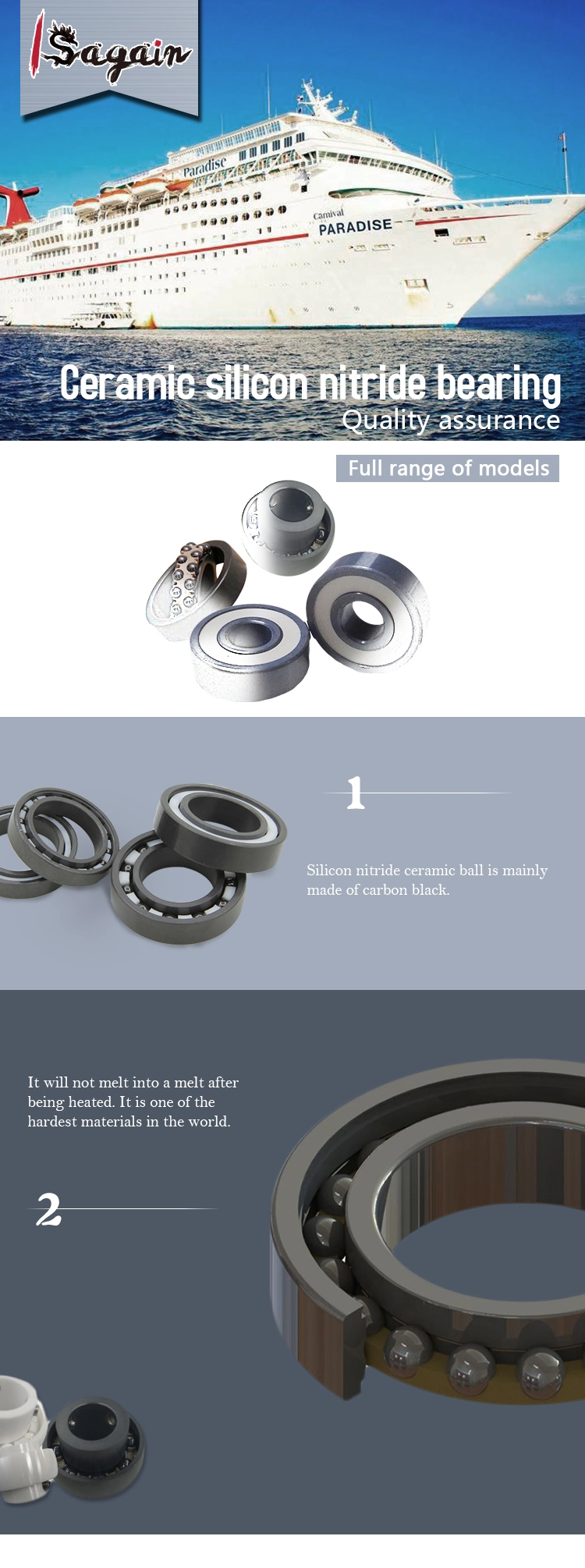 Low Noise Silicon Nitride Full Ceramic Ball Bearing