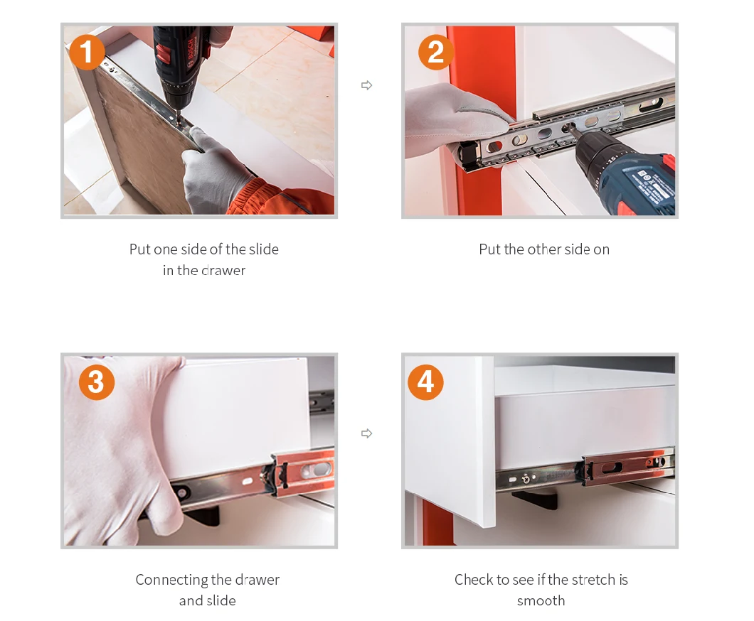 NB45102 Three-fold soft closing solid steel ball design bearing slides