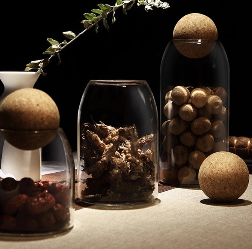 Wholesale Hot Sales Thicker Large Glass Jar with Ball Shape Cork Lid