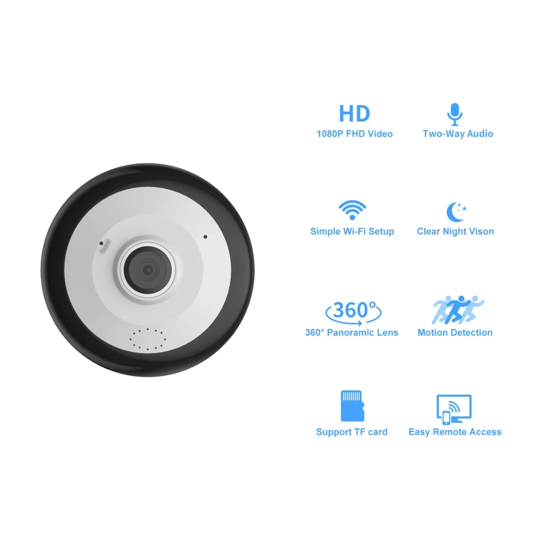 Verto Indoor Home Small Panoramic 360 Degree Camera Fisheye Smart CCTV IP Spy HD 1080P Mini Flying Saucer Camera