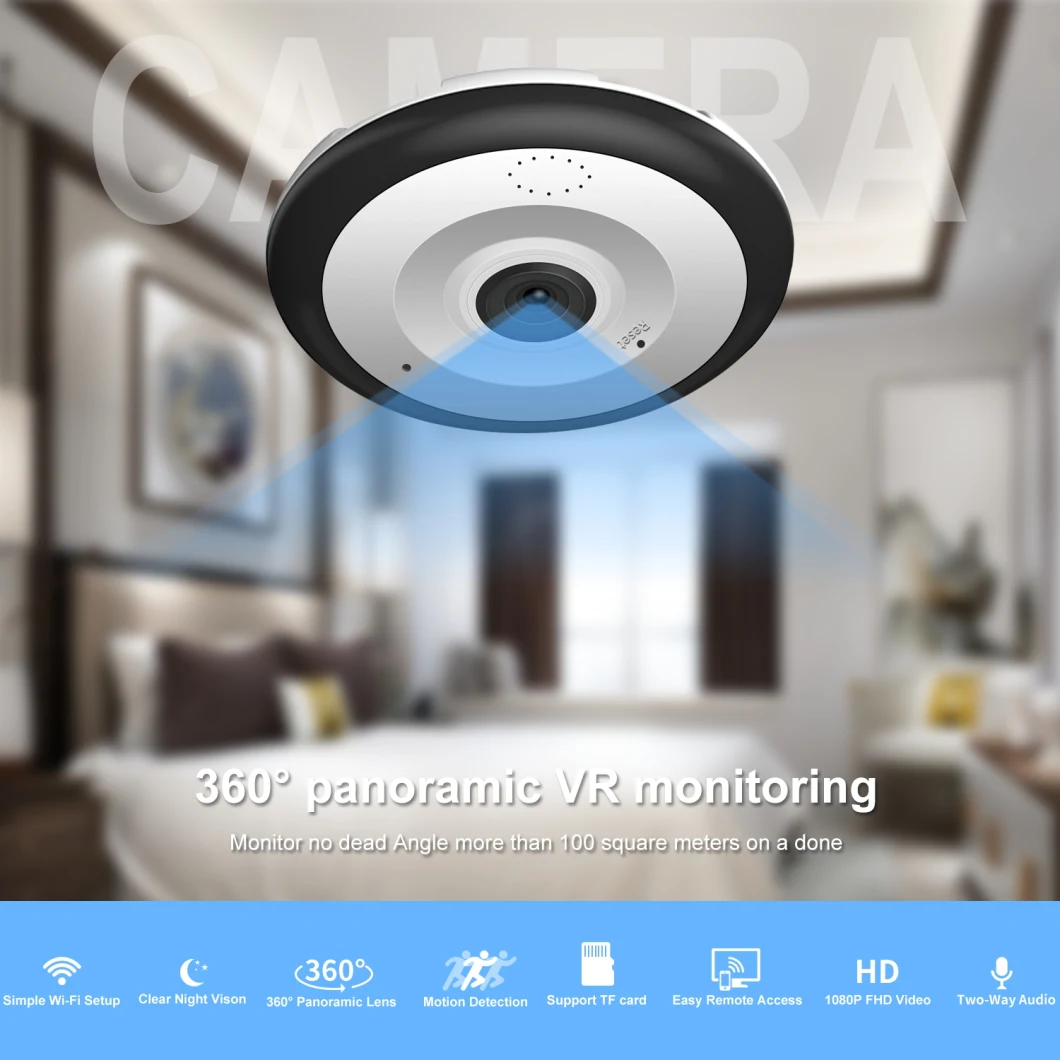 Verto Indoor Home Small Panoramic 360 Degree Camera Fisheye Smart CCTV IP Spy HD 1080P Mini Flying Saucer Camera
