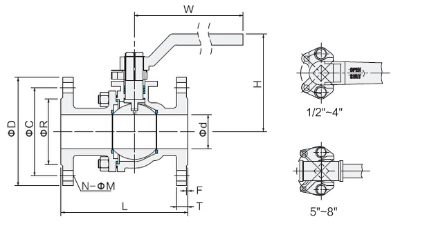 Carbon Steel Valves/Low Temperature Carbon Steel/High Temperature Alloy Steel Floating Ball Valves