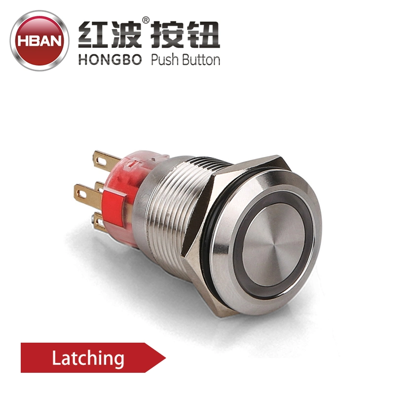 19mm Flat Round 2no2nc Low Price Metal Push Button on off Switch with LED