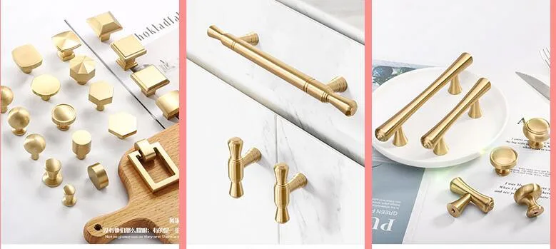 Solid Brass Copper Knobs Drawer Chest Door Golden Cabinet Handle