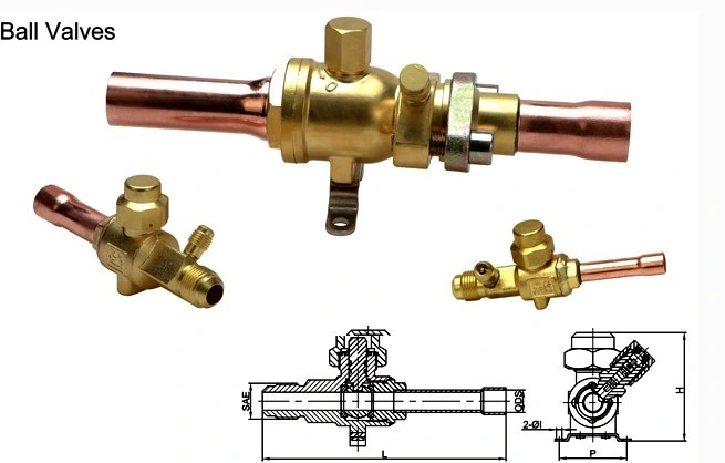 Refrigeration Ball Valve Air Conditioner Shut off Valve Brass Copper