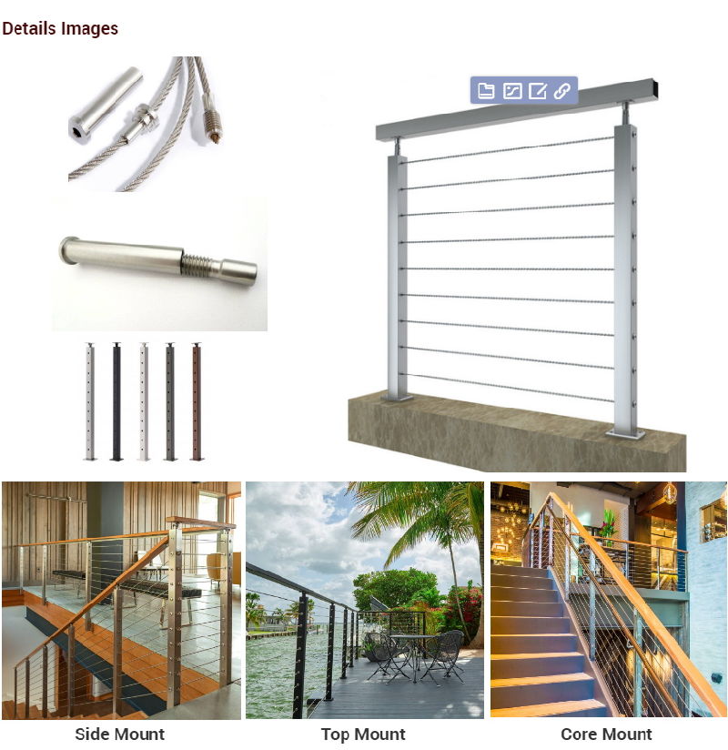 2018 Best Price Cable Railing Style Stainless Steel Railing Price
