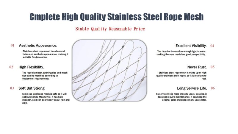 Animal Protection Stainless Steel Rope Mesh / Knotted Wire Net Mesh