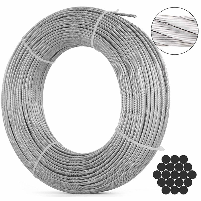 Stainless Steel Wire Rope 6 X 19s-8mm, 19 X 7-4mm